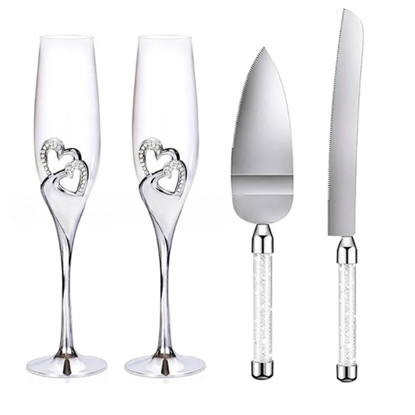 Funki Findz | Glasses | Wedding Champagne Flutes Cake Set x 4