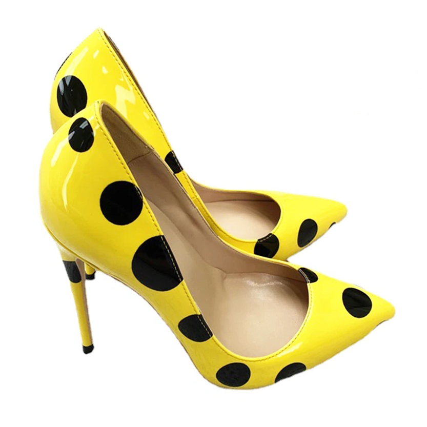 Funki Findz | Shoes | Women's Yellow Black Polka Dot Heels