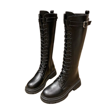 Funki Findz | Boots | Women's Knee-High Lace Up Buckle Boots