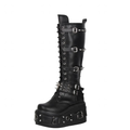 Funki Findz | Boots | Women's Gothic Buckle Rivet Wedge Boots
