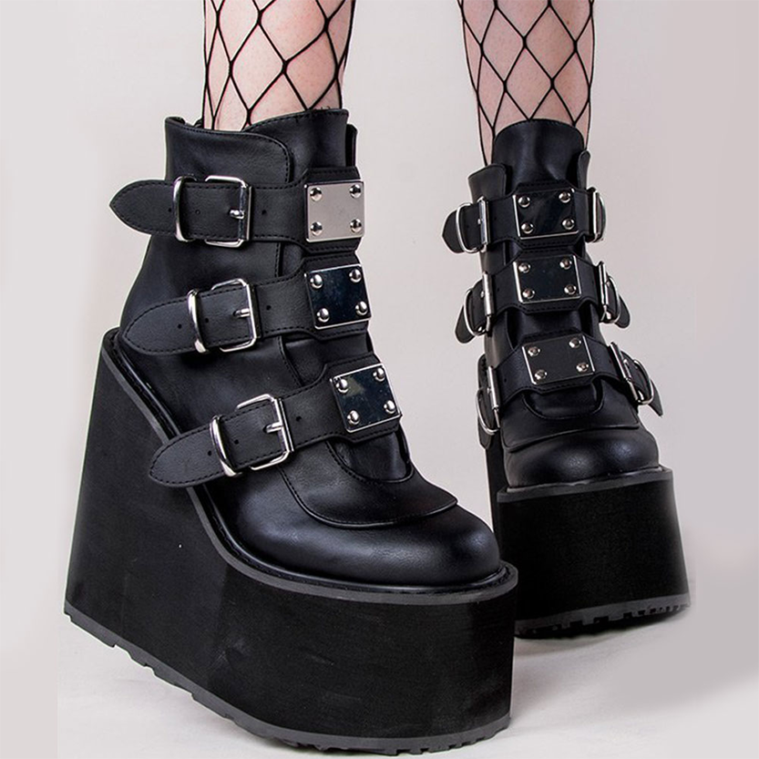 Funki Findz | Boots | Women's Gothic Platform Ankle Wedge Boot