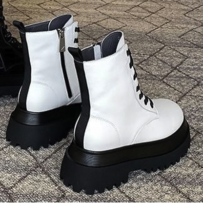 Funki Findz | Boots | Women's White Platform Ankle Boots