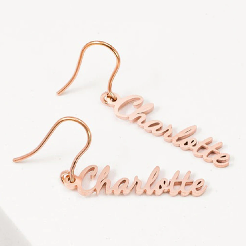 Funki Findz | Earrings | Custom Name Initial Vertical Drop Earring