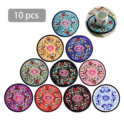 Funki Findz | Coasters | Chinese Floral Embroidered Mats 10 Pcs