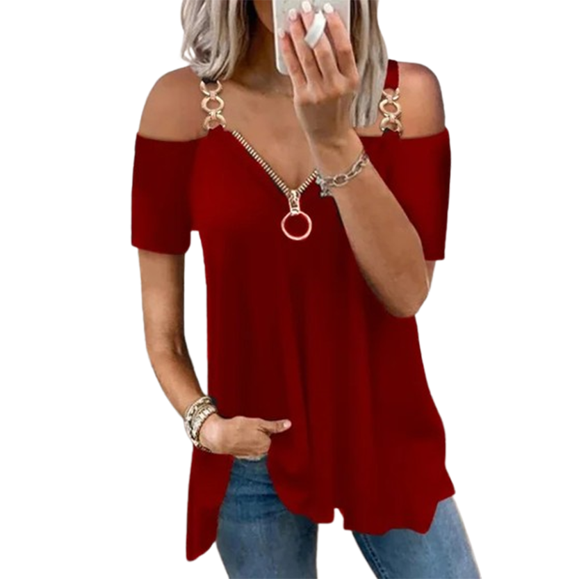 Funki Findz | Shirts | Women's Chain Link Strap Zipper Shirt