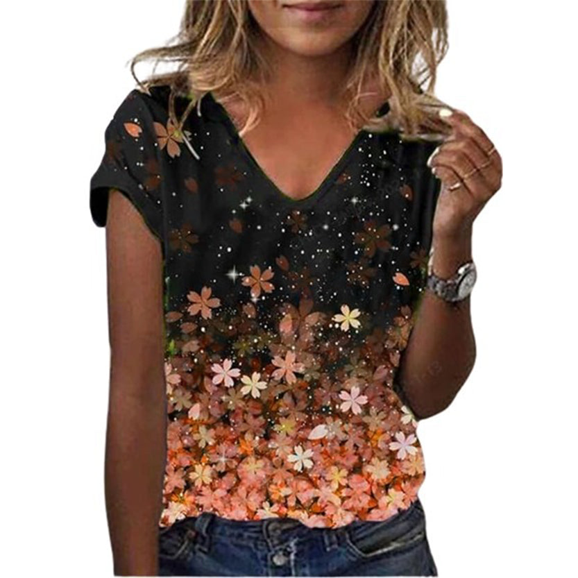 Funki Findz | Shirts | Women's Floral Print V-Neck Tunic Top | 6XL