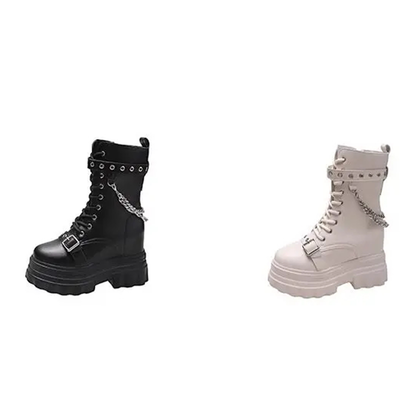 Funki Findz | Boots | Women's Gothic Round Toe Chunky Boots