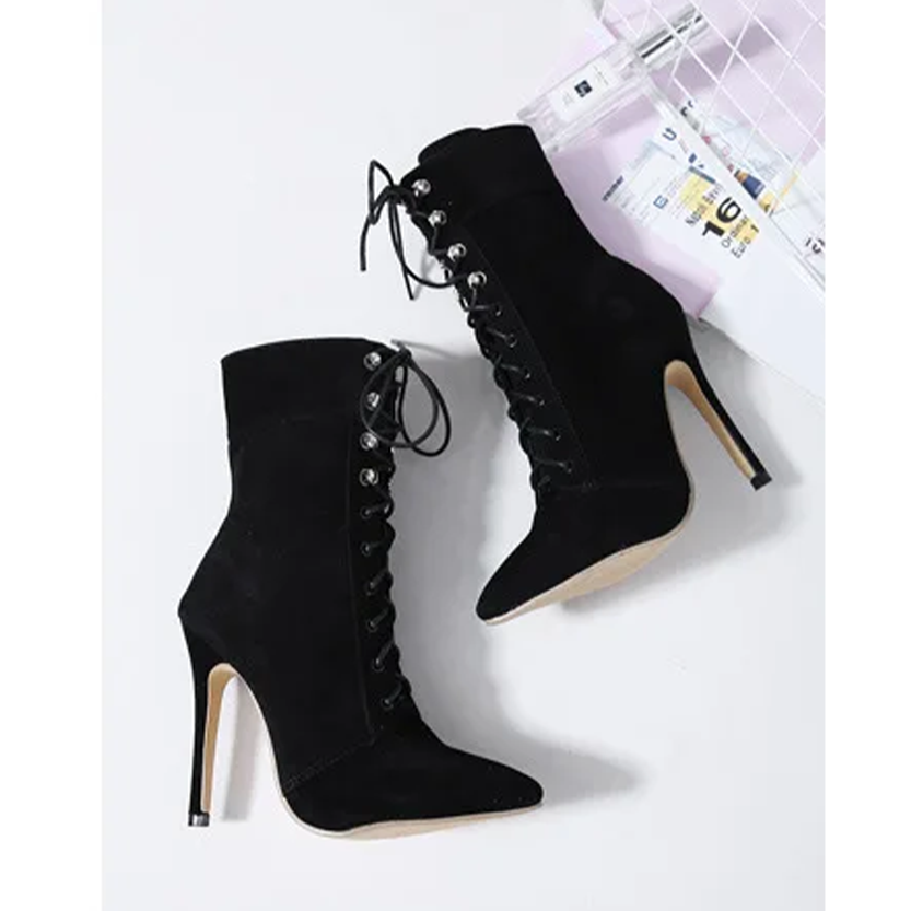 Funki Findz | Boots | Women's Suede High Stiletto Ankle Boots
