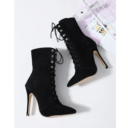 Funki Findz | Boots | Women's Suede High Stiletto Ankle Boots