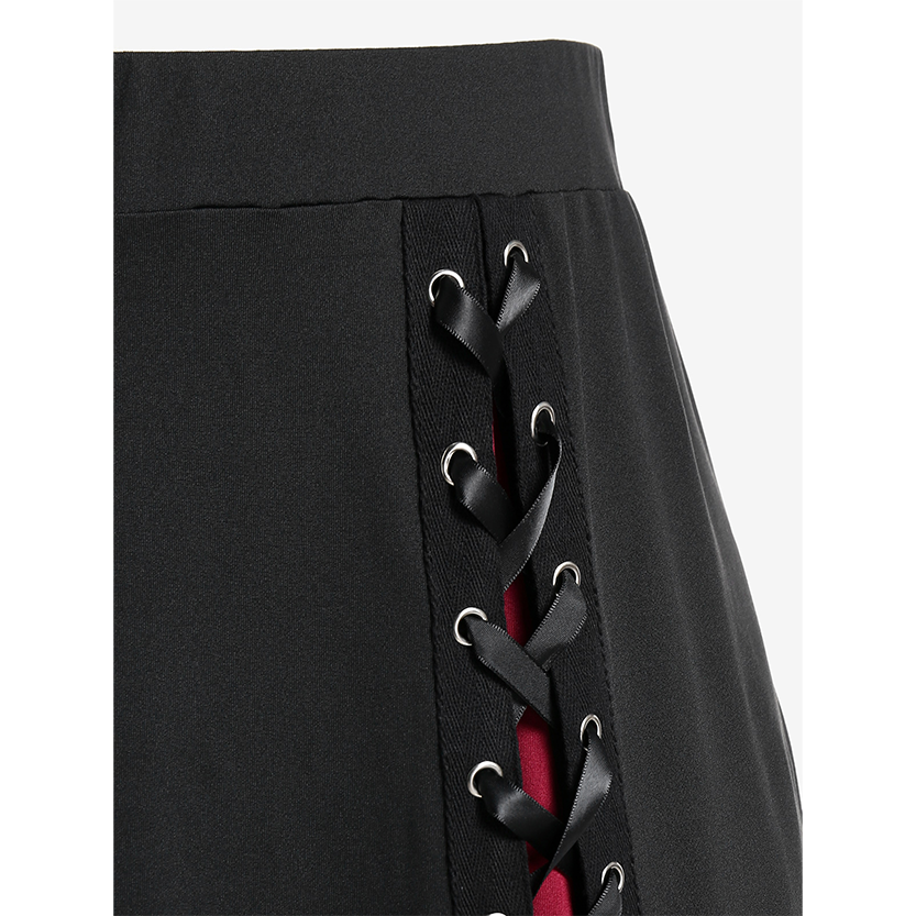 Funki Findz | Skirts | Women's Gothic Lace Up Front Pleated Skirt