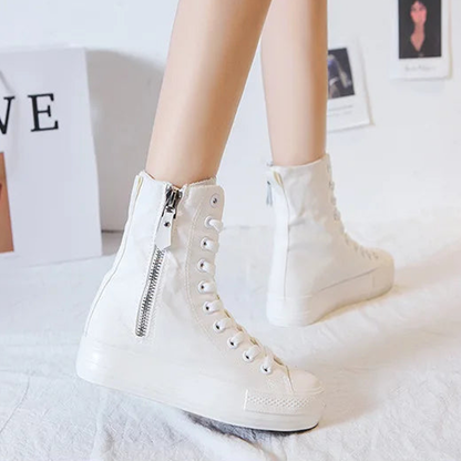 Funki Findz | Boots | Women's High-top Side Zip Canvas Sneaker