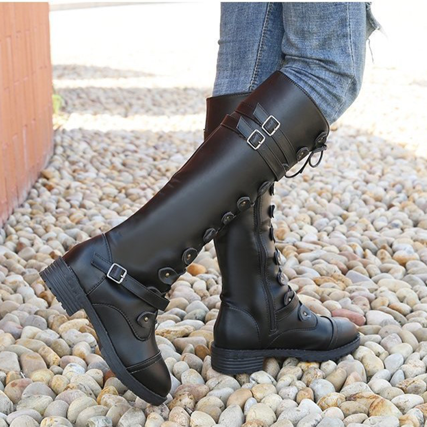 Funki Findz | Boots | Women's Knee High Steampunk Flat Boots