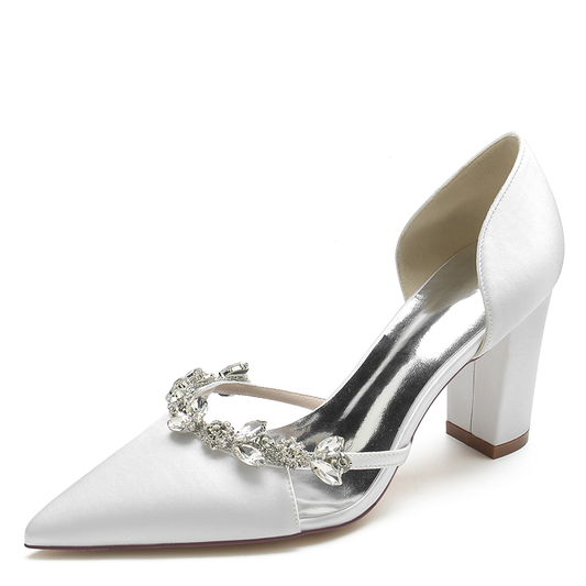 Funki Findz | Shoes | Women's Satin Crystal Block Bridal Shoes