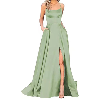 Funki Findz | Dresses | Women's Elegant Long Satin Prom Dress