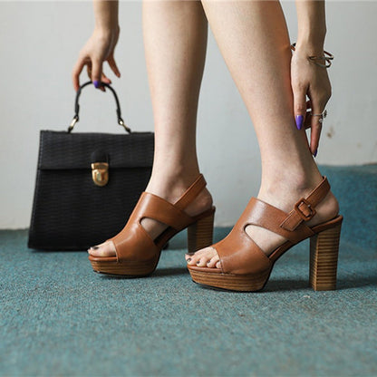 Funki Findz | Shoes | Women's Real Leather Block Heel Sandals