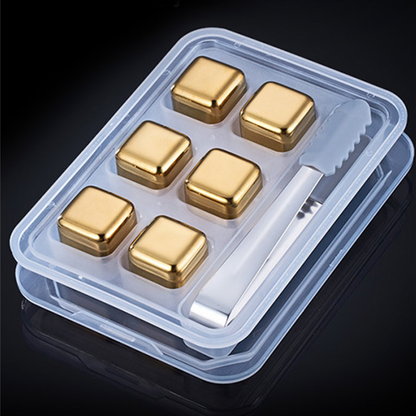 Funki Findz | Whisky Stones | Gold Stainless Steel Ice Cube Sets