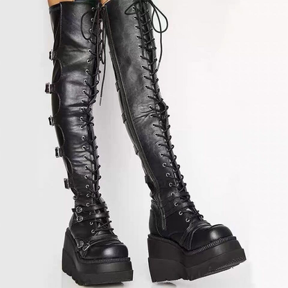 Funki Findz | Boots | Women's Gothic Over Knee Platform Boots