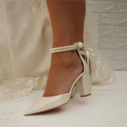 Funki Findz | Shoes | Women's Satin and Pearl Wedding Shoes
