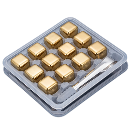 Funki Findz | Whisky Stones | Gold Stainless Steel Ice Cube Sets