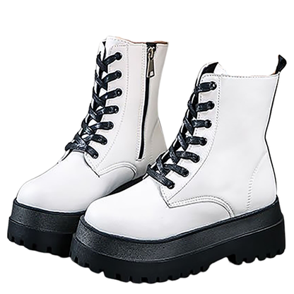 Funki Findz | Boots | Women's White Platform Ankle Boots