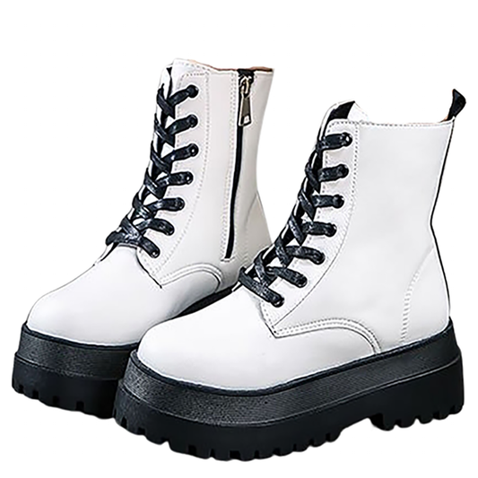 Funki Findz | Boots | Women's White Platform Ankle Boots