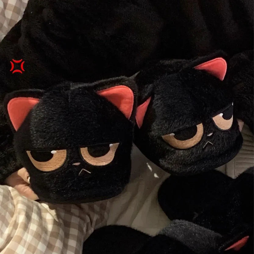 Funki Findz | Shoes | Women's Black Cat Winter Soft Slippers