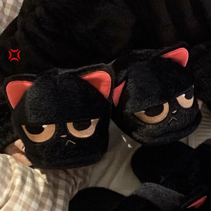Funki Findz | Shoes | Women's Black Cat Winter Soft Slippers