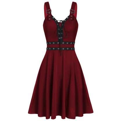 Funki Findz | Dresses | Women's Gothic Lace Up Mini Dress