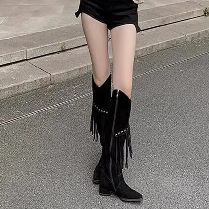 Funki Findz | Boots | Women's Suede Leather Fringe Boots