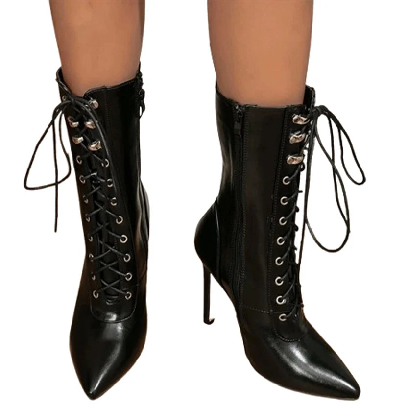 Funki Findz | Boots | Women's Lace Up Stiletto Chelsea Boots