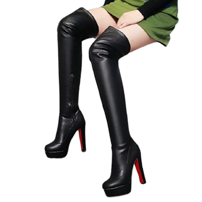 Funki Findz | Boots | Women's Thigh High Block Heel Boots