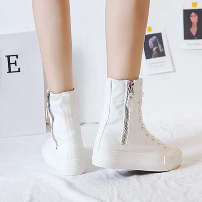 Funki Findz | Boots | Women's High-top Side Zip Canvas Sneaker