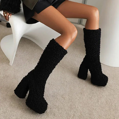 Funki Findz | Boots | Women's Knee-High Fuzzy Platform Boots