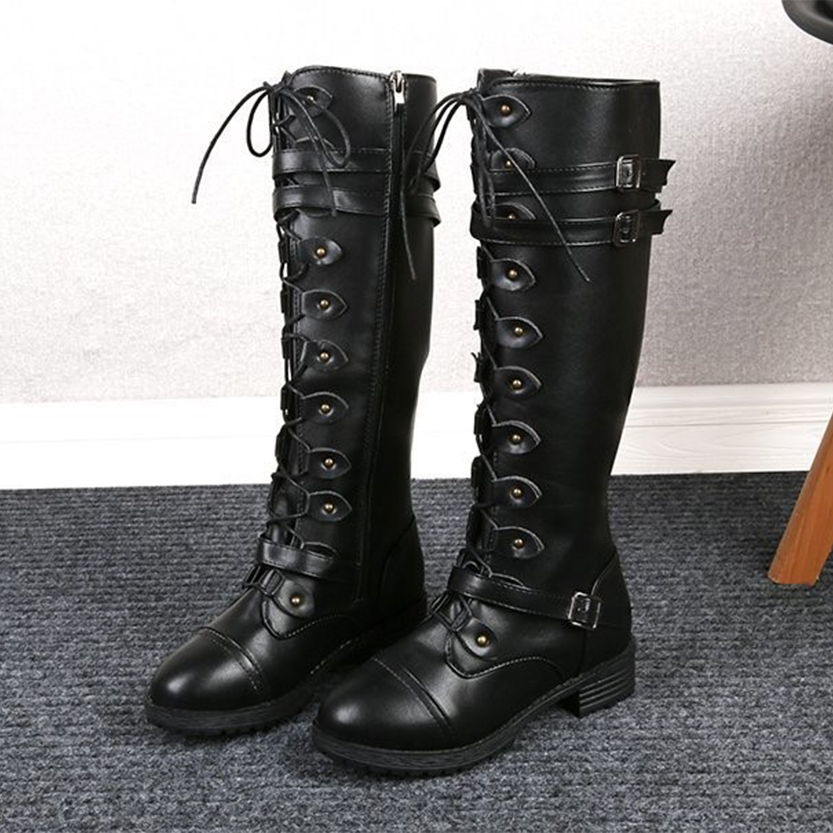 Funki Findz | Boots | Women's Knee High Steampunk Flat Boots