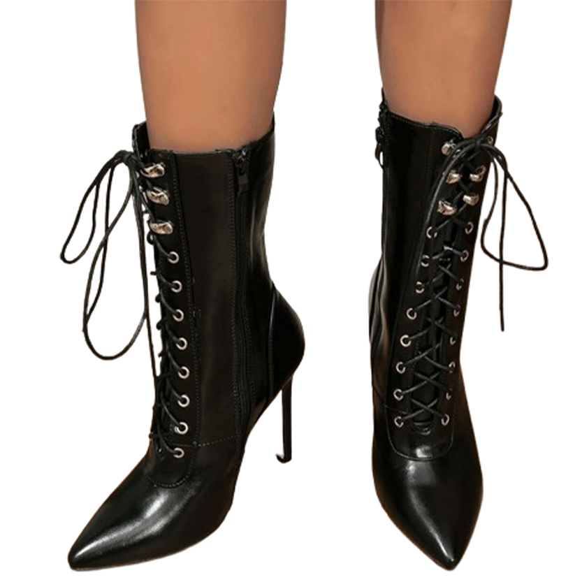 Funki Findz | Boots | Women's Lace Up Stiletto Chelsea Boots