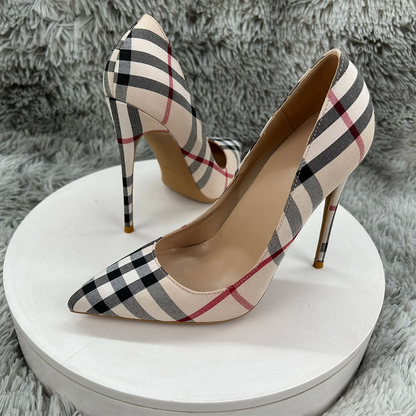 Funki Findz | Shoes | Women's Elegant Neutral Plaid Stilettos