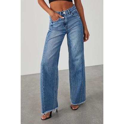 Funki Findz | Pants | Women's Raw Hem Wide Leg Jeans