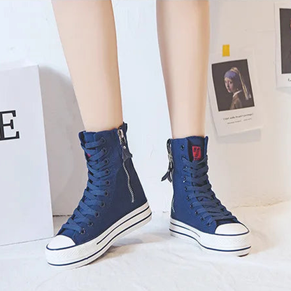 Funki Findz | Boots | Women's High-top Side Zip Canvas Sneaker