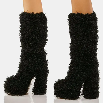 Funki Findz | Boots | Women's Fuzzy Faux Wool Platform Boots