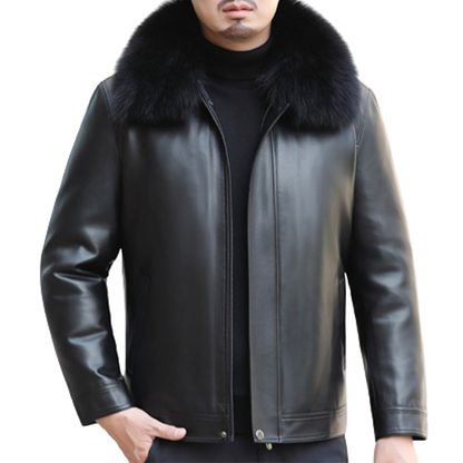 Funki Findz | Jackets | Men's Leather Fleece, Duck Down Jacket