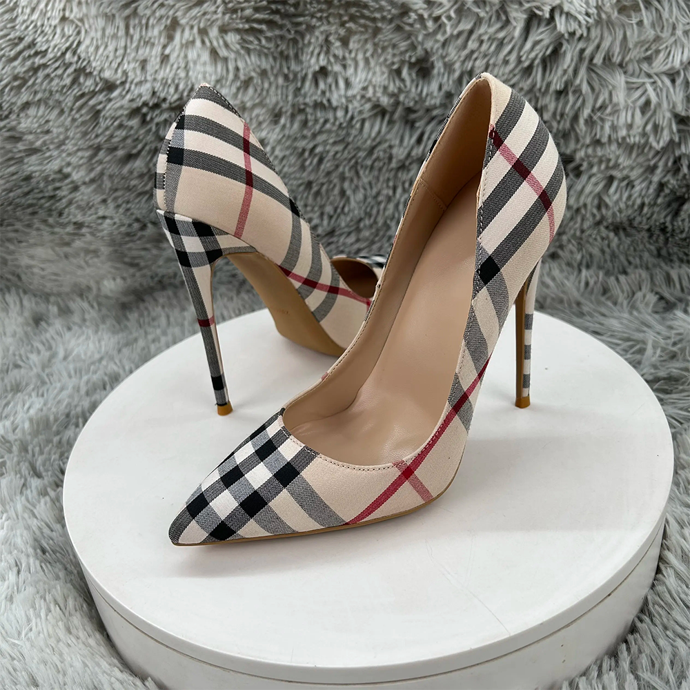 Funki Findz | Shoes | Women's Elegant Neutral Plaid Stilettos