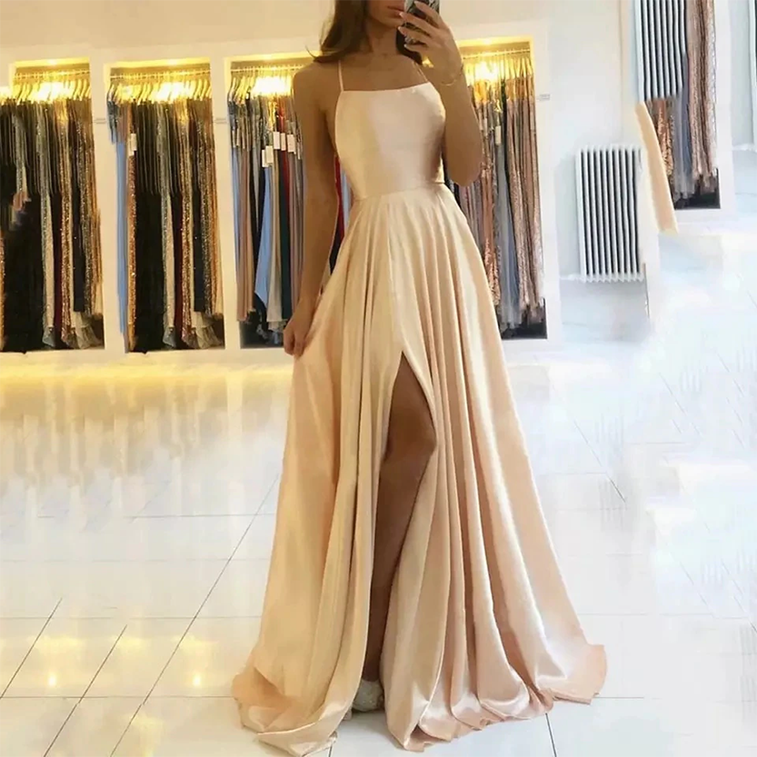 Funki Findz | Dresses | Women's Elegant Long Satin Prom Dress