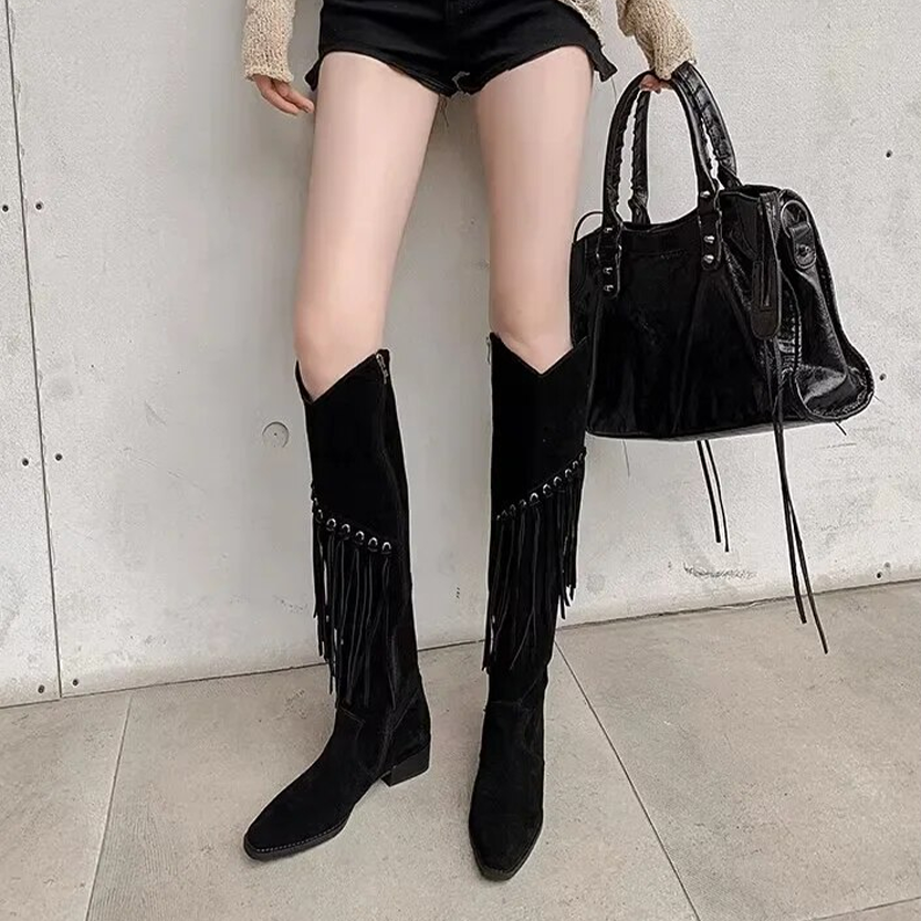 Funki Findz | Boots | Women's Suede Leather Fringe Boots