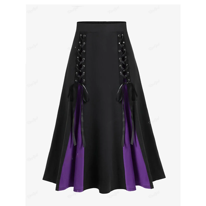 Funki Findz | Skirts | Women's Gothic Lace Up Front Pleated Skirt
