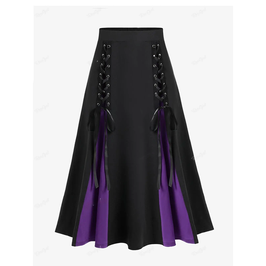Funki Findz | Skirts | Women's Gothic Lace Up Front Pleated Skirt