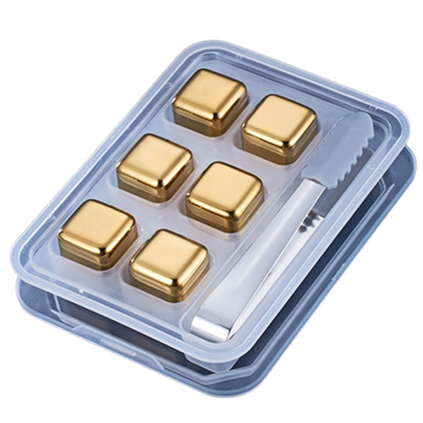 Funki Findz | Whisky Stones | Gold Stainless Steel Ice Cube Sets
