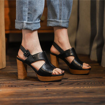 Funki Findz | Shoes | Women's Real Leather Block Heel Sandals