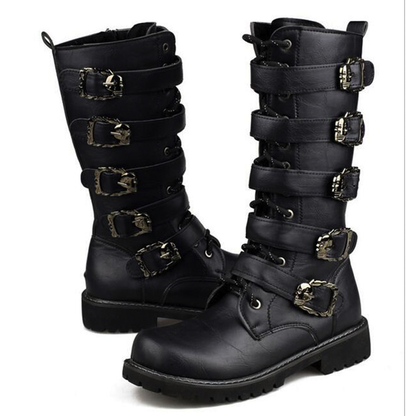 Funki Findz | Boots | Men's Buckle Strap Mid-Calf Gothic Boots