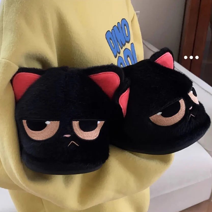 Funki Findz | Shoes | Women's Black Cat Winter Soft Slippers