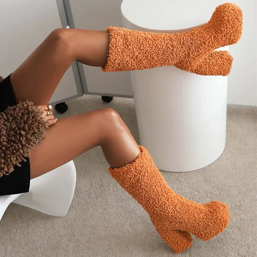 Funki Findz | Boots | Women's Knee-High Fuzzy Platform Boots